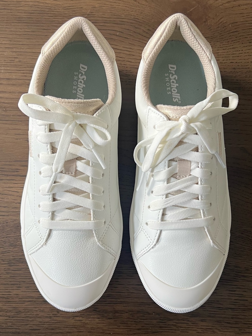 Light Metallic Gold and White Platform Sneakers - Dr. Scholl’s Time Off